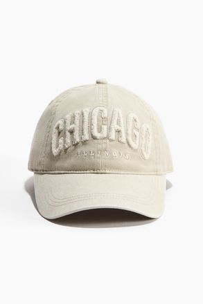 H&M Twillcap mit Motivstickerei - Hellbeige/Chicago