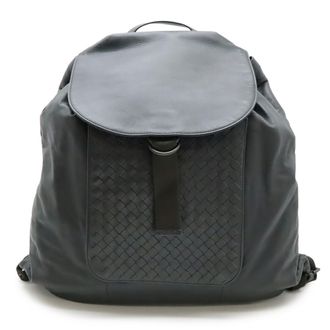 Bottega Veneta Intrecciato Black Leather Backpack (Pre-Owned)