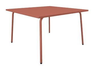 Vente-Unique Tavolo da giardino quadrato L.120 cm in metallo - Terracotta - MIRMANDE di MYLIA