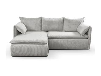 VENTE-UNIQUE.COM Sof&aacute; rinconera terciopelo gris claro