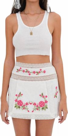 For Love & Lemons Jolene Embroidered Mini Skirt In White
