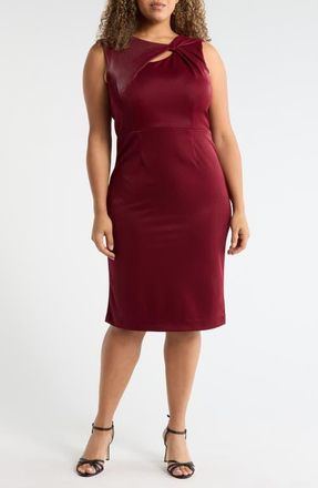 Julia Jordan Knot Neck Sleeveless Midi Dress in Wine at Nordstrom, Size 14W