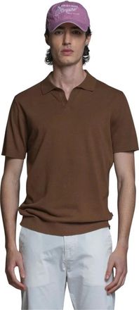 IMPURE Impure, Tops, Heren, Bruin, L, Katoen, Gebreide Polo met Korte Mouwen