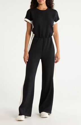 Spanx AirEssentials Colorblock Jumpsuit in Very Black Stripe at Nordstrom, Size Small