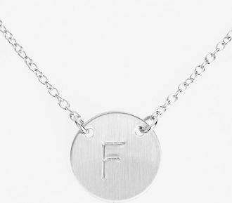 Nashelle Sterling Silver Initial Disc Necklace in Sterling Silver F at Nordstrom