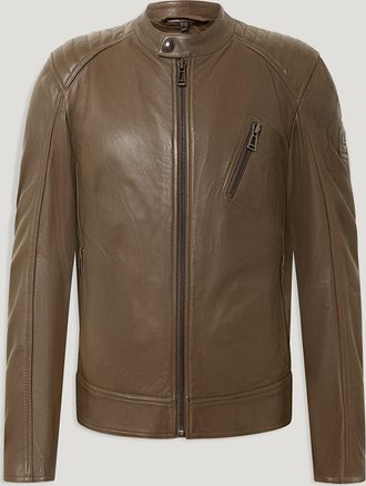 Belstaff V Racer Jacket Mens Cheviot Leather Fatigue Green Size 42