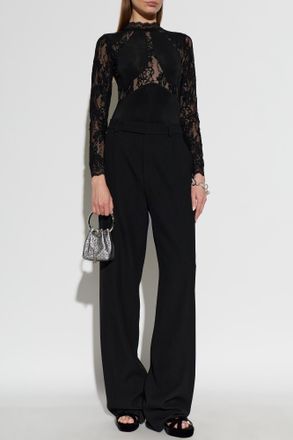 Zimmermann Lace Bodysuit With Long Sleeves, Womens, Black