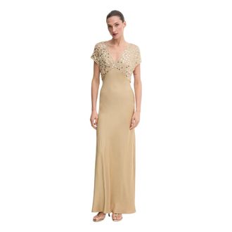 Never Fully Dressed Maxi jurk met wijde rok - Dames - Avondkleed - Geel - S - Polyester - Kleedjes