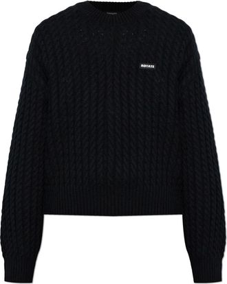 Rotate Pullover met kabelsteek - Dames - Ronde hals truien - Zwart - M - Wol - Truien & Vesten