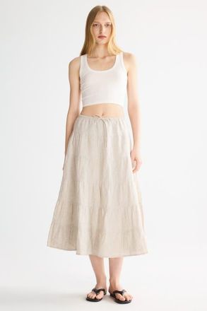 Orolay Bouquet Linen Skirt in Beige at Nordstrom, Size X-Small
