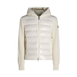 Moncler Nylonjack met mouwen van wol en kasjmier - Heren - Jassen - Wit - Maat: XL Wol