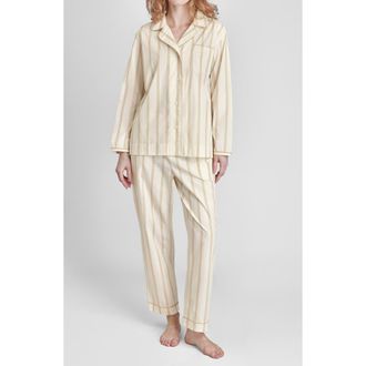 Sleepy Jones Bishop Pajama Set in Sand & Cream Stripe at Nordstrom, Size X-Large