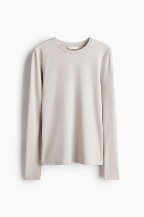 H&M Langarmshirt aus Mikrofaser - Hellgrau