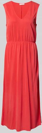 Christian Berg Midikleid mit V-Ausschnitt und Seitenschlitzen in Hellrot, Gr&ouml;&szlig;e M