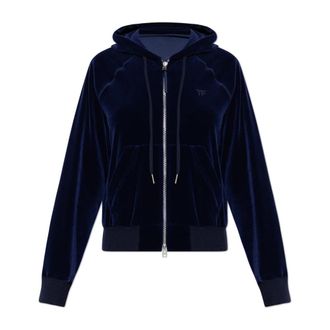 Tom Ford Zip-throughs, female, Blue, Size: M Velour Hoodie