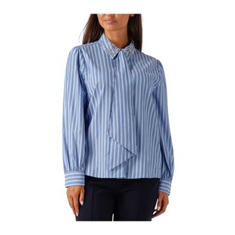 Aaiko Overhemden, Dames, Blauw, M, Wol, Blauwe Strass Blouse voor Stijlvolle Vrouwen