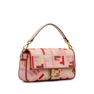 Fendi Pre-owned Shoulder Bags, female, Pink, Size: ONE SIZE Pre-owned Canvas Shoulder Bag