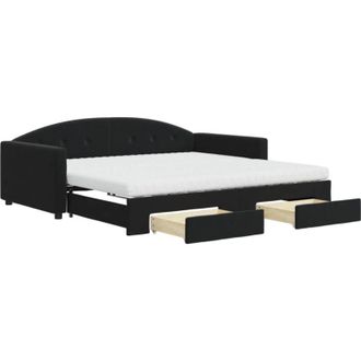 vidaXL Vidaxl - Sof&aacute; Cama Nido Con Cajones Terciopelo Negro 100x200 Cm