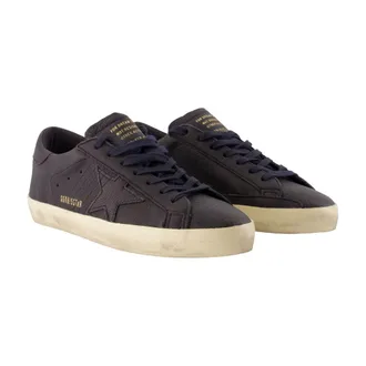 Golden Goose Mens Super Star Sneakers - Golden Goose Deluxe Brand Leather Blue Shoes