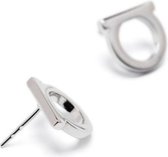 Ferragamo Womens Earrings Gancini Silver-Coloured Brass Metallic
