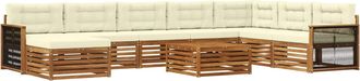 vidaXL Conjunto De Sof&aacute;s De Exterior 9 Uds. Natural Y Crema Vidaxl