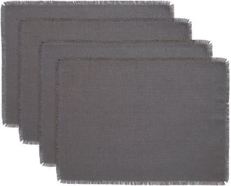 Solino Home Linen Placemats Set of 4, 14 x 19 Inch for Dining Table, Holiday and Everyday Table Decor - Fringe in Charcoal at Nordstrom, Size Medium