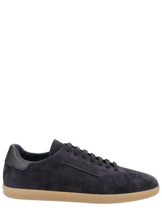 Ermenegildo Zegna Black Calf Leather Suede Sneakers