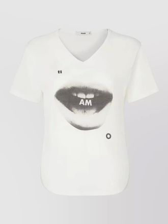 Fendi cotton printed v-neck short-sleeve t-shirt