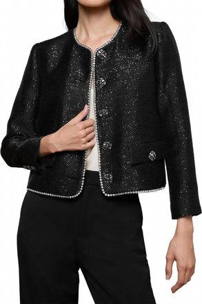 L'agence Zell Sequined Tweed Jacket In Black