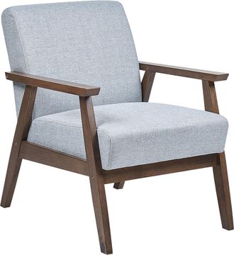 Beliani Beliani - Sill&oacute;n Retro Sala De Estar Tapizado Tela Estructura Madera Gris Claro Asnes