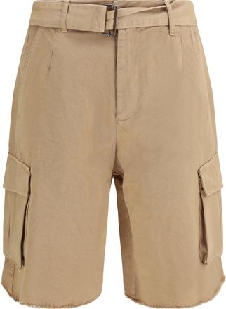 Laneus Mens Cargo Shorts Camel Cotton Bermuda