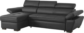 Vente-Unique Sof&aacute; cama rinconera de piel JONOVA - Gris antracita - &Aacute;ngulo izquierdo