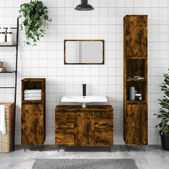 vidaXL Vidaxl - Mueble De Ba&ntilde;o Madera De Ingenier&iacute;a Roble Ahumado 80x33x60 Cm