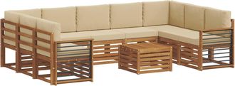 vidaXL Conjunto De Sof&aacute;s De Exterior 10 Uds. Natural Y Beige Vidaxl