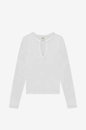 Flore Flore Lang&auml;rmeliges T-Shirt mit V-Ausschnitt aus Jersey Iman