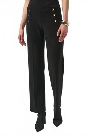 Joseph Ribkoff Rivet Details Pull On Straight Pant In Black