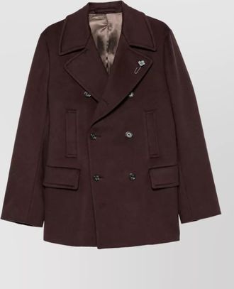 Lardini wool felted double-breasted peacoat
