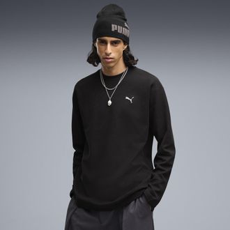 Puma Maglietta PUMATECH a maniche lunghe con motivo a nido dape dal taglio morbido da uomo, Abbigliamento, Nero, XXL
