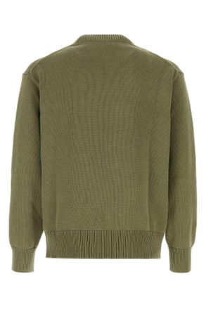 Kenzo Mens Olive Green Cotton Sweater Khaki Exterior: Maglieria