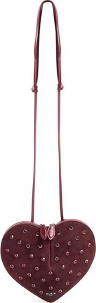 Alaia Le Coeur Crystal-embellished Suede Cross-body bag - Burgundy - One Size
