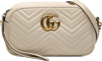 Gucci Pre-owned Womens Small Gg Marmont Matelasse Leather Crossbody - Ivory - One Size