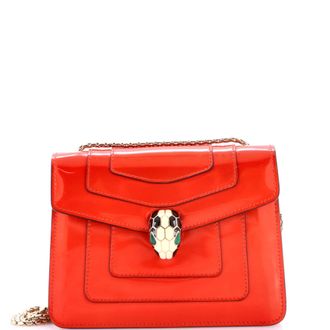 Bulgari Serpenti Forever Square Shoulder Bag Metallic Leather Small