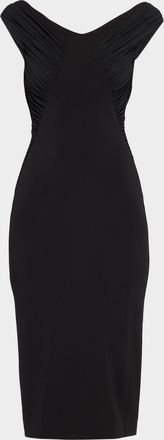 Dolce & Gabbana Ruched Organzino Crepe Midi Sheath Dress