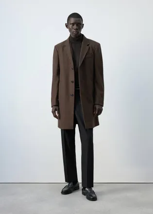 Mango Cappotto lungo lana marrone - Uomo - XXL - MANGO MAN