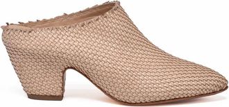 Ernesto Dolani Woven Covered-Heel Pointed-Toe Leather Sabots