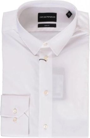 Emporio Armani Slim Fit Overhemd - Heren - Zakelijke Overhemden - Wit - L - Leer - Overhemden