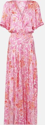 Poupette St Barth Mabelle floral satin maxi dress