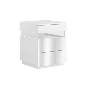 SoBuy Mesilla de noche de tres cajones blanco 41x40x52cm moderno