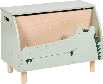 Beliani Ba&uacute;l Para Juguetes De Mdf Patas De Madera De Caucho Con Tapa Y Estante Almacenaje Infantil Verde Claro Tilba