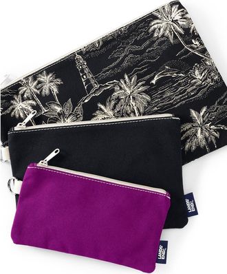 Lands End Zip Canvas Pouch 3 Pack in Black Toile Mix at Nordstrom